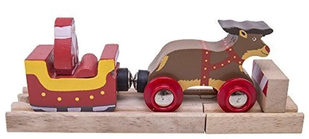 BIGJIGS Kerstman Slee met Rendieren BJT468 - Meerkleurig
