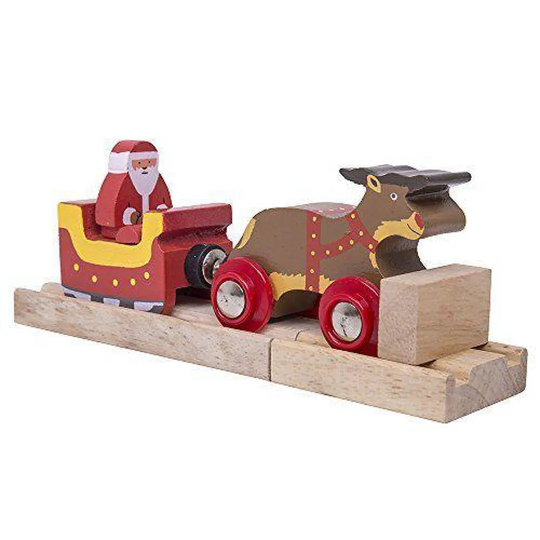 BIGJIGS Kerstman Slee met Rendieren BJT468 - Meerkleurig