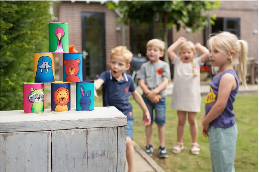 BS Toys Blikgooien Werpspel - 6 Gekleurde Blikken - Meerkleurig - afbeelding 6 van 6