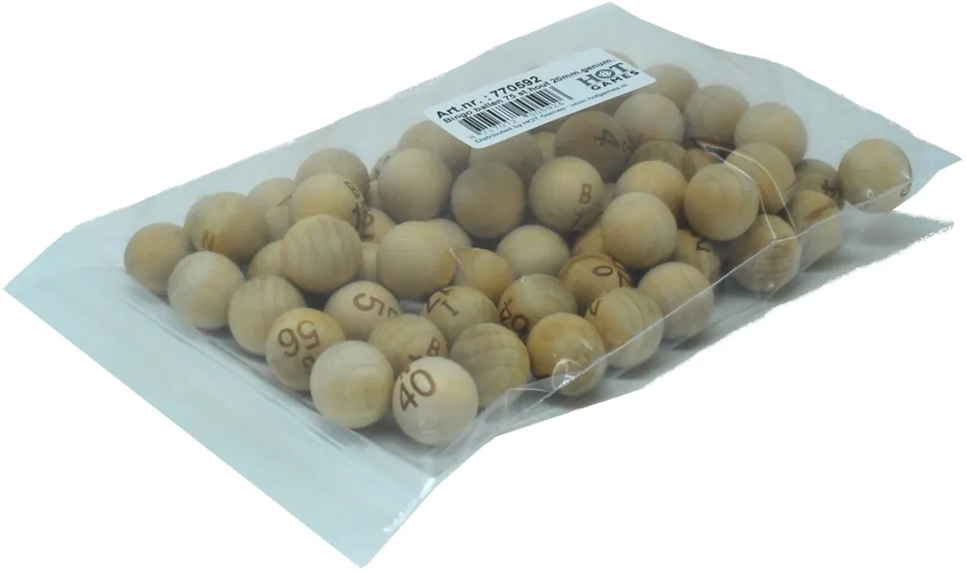 HOT Games Bingo Ballen 75 Stuks Hout Ø20mm
