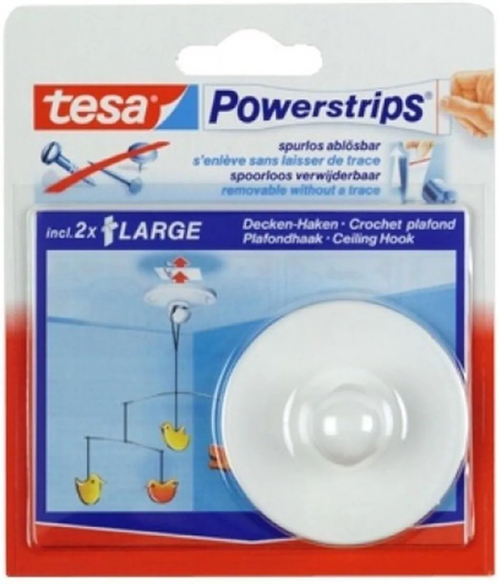 Tesa Plafondhaakjes Zelfklevend Wit - 4 Stuks