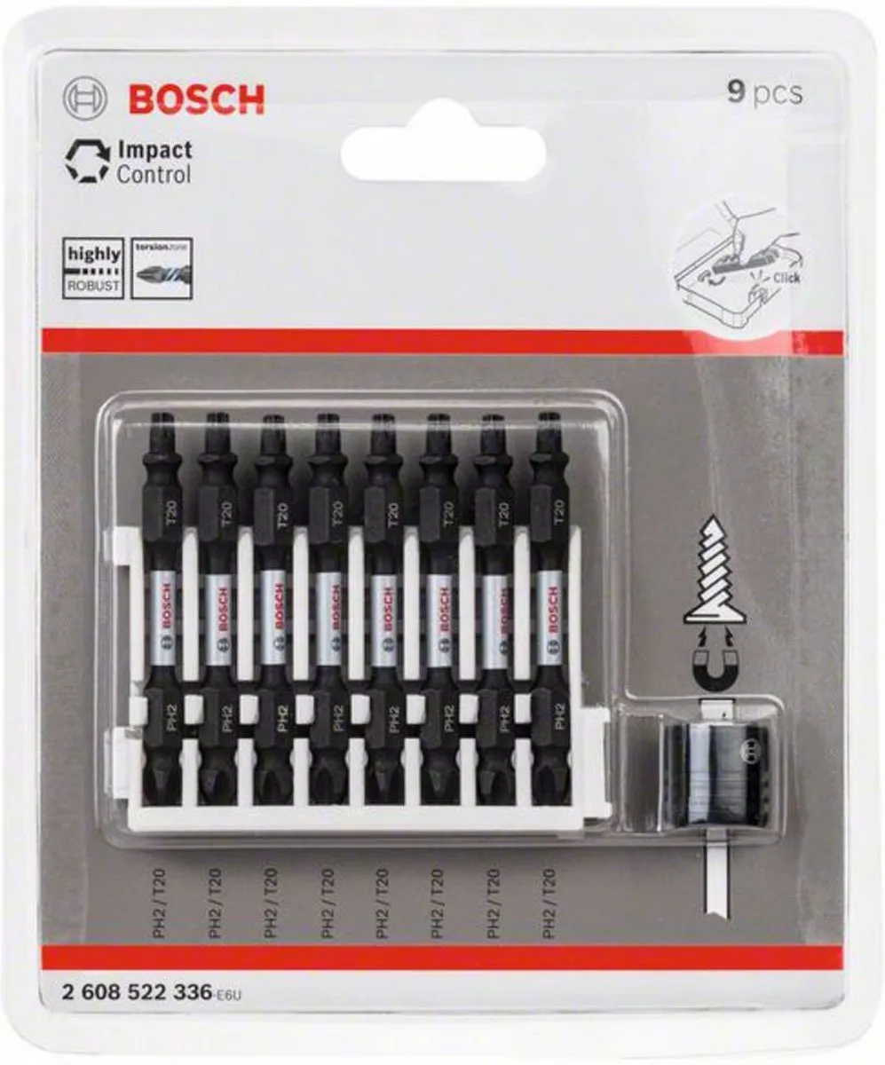 Bosch Impact Dubbelbit 65mm 8xPH2-T20 - 9 Stuks
