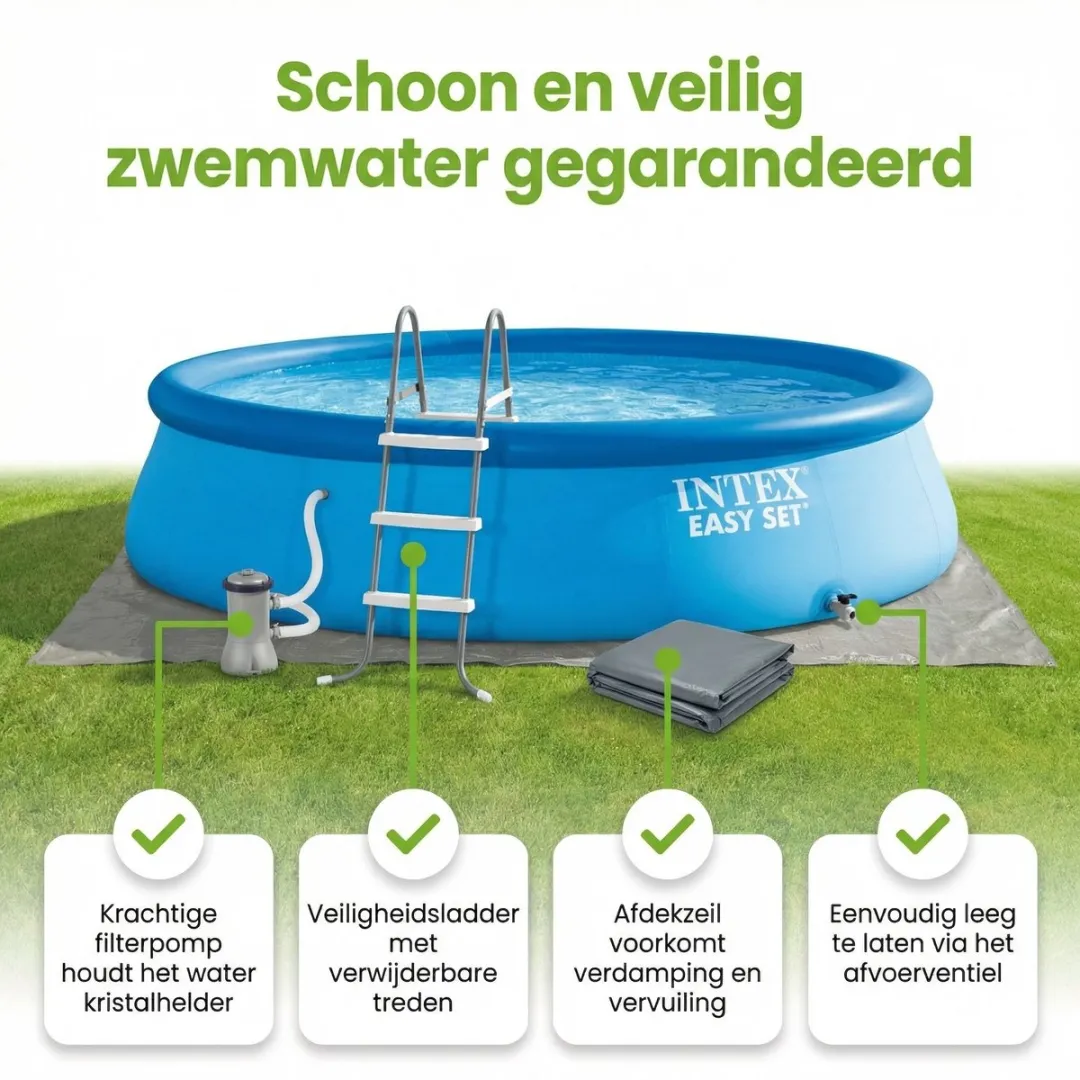 Intex Easy Set Zwembad 457x107cm - Blauw - 9-delig