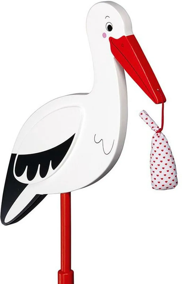 Goki Tuin Ooievaar Houten Stick Geboorte Decoratie - 20x77cm - Multi
