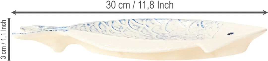 Kaemingk Vis Keramiek Tafeldecoratie - 30x22cm - Blauw - afbeelding 3 van 4