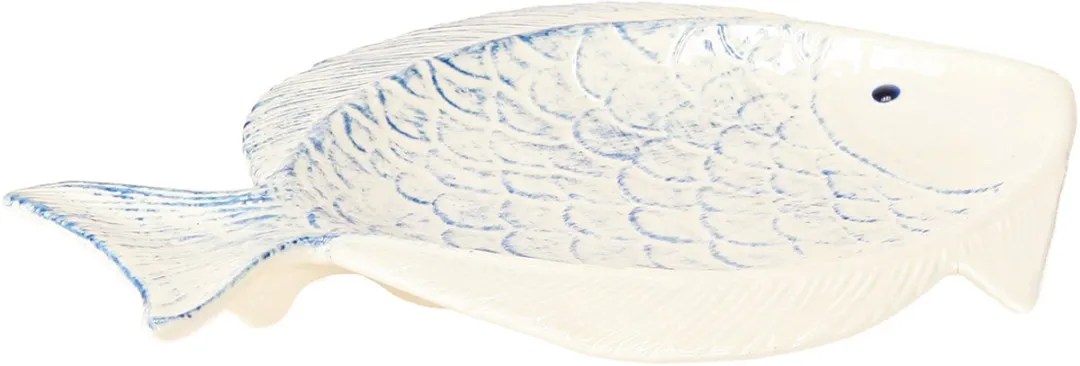 Kaemingk Vis Keramiek Tafeldecoratie - 30x22cm - Blauw - afbeelding 2 van 4