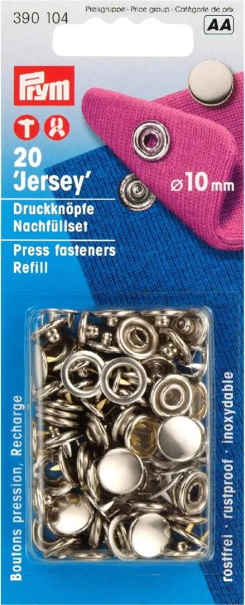 Prym Navullingen Naaivrij Drukknoop 10mm - 20 Stuks - Zilver