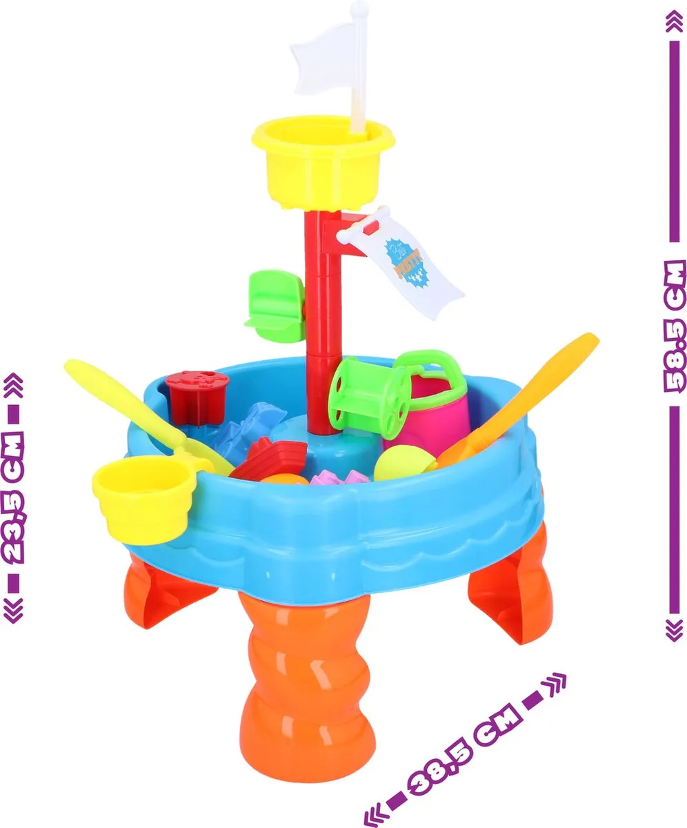 Eddy Toys Zand- en Watertafel 58,5cm - Blauw/Geel/Oranje/Rood