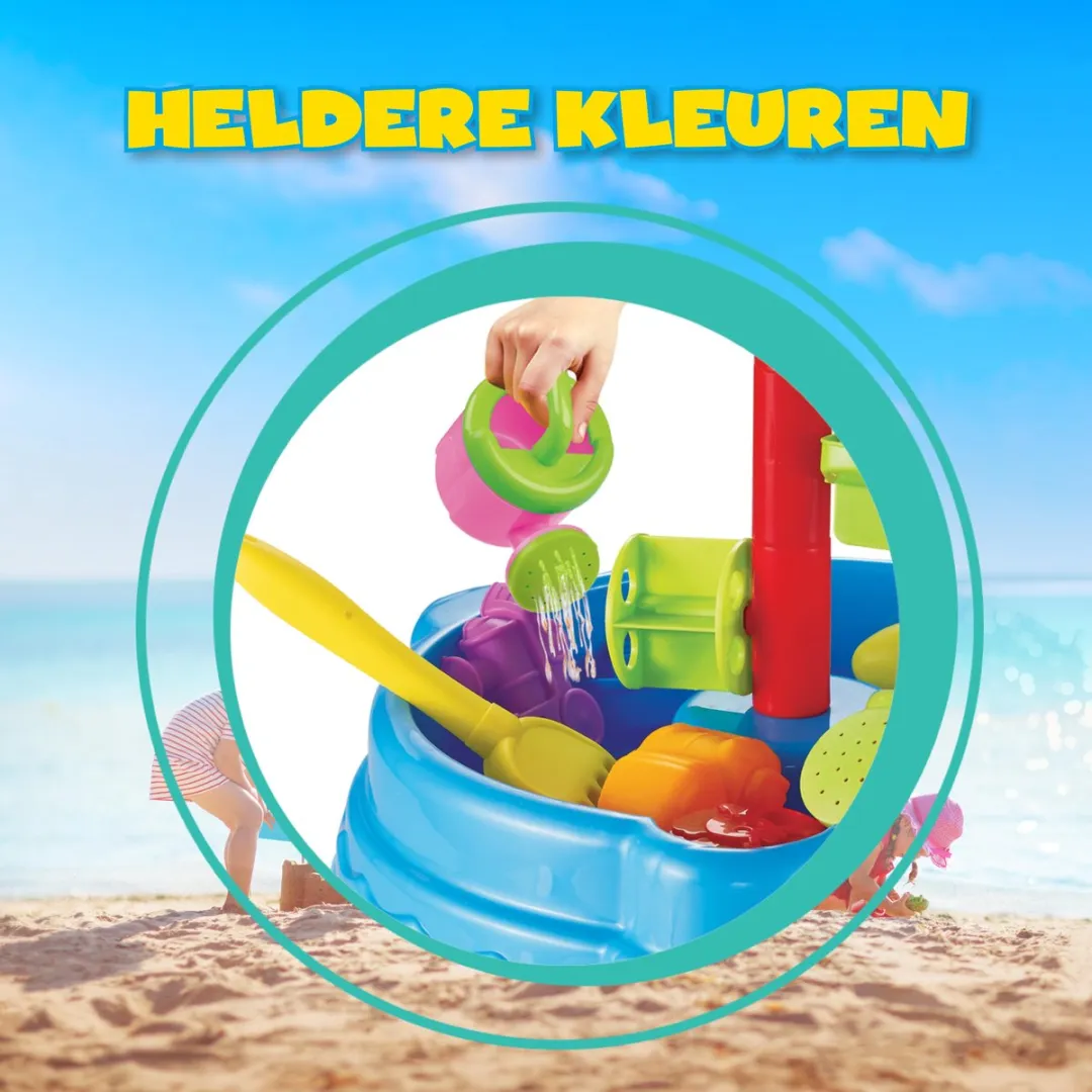 Eddy Toys Zand- en Watertafel 58,5cm - Blauw/Geel/Oranje/Rood