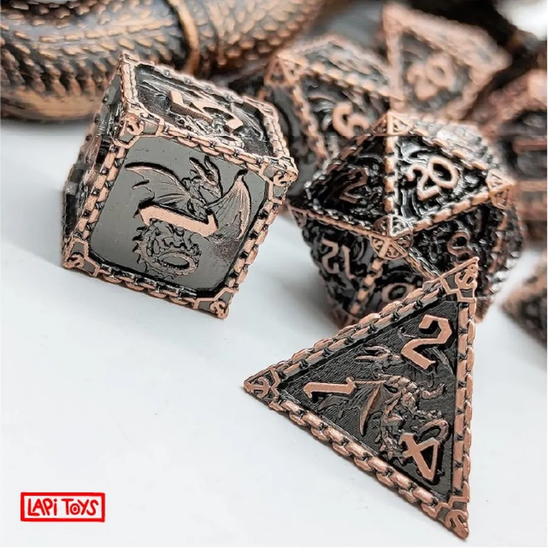 Lapi Toys DnD Polydice Metalen Dobbelstenen - 7 Stuks - Brons