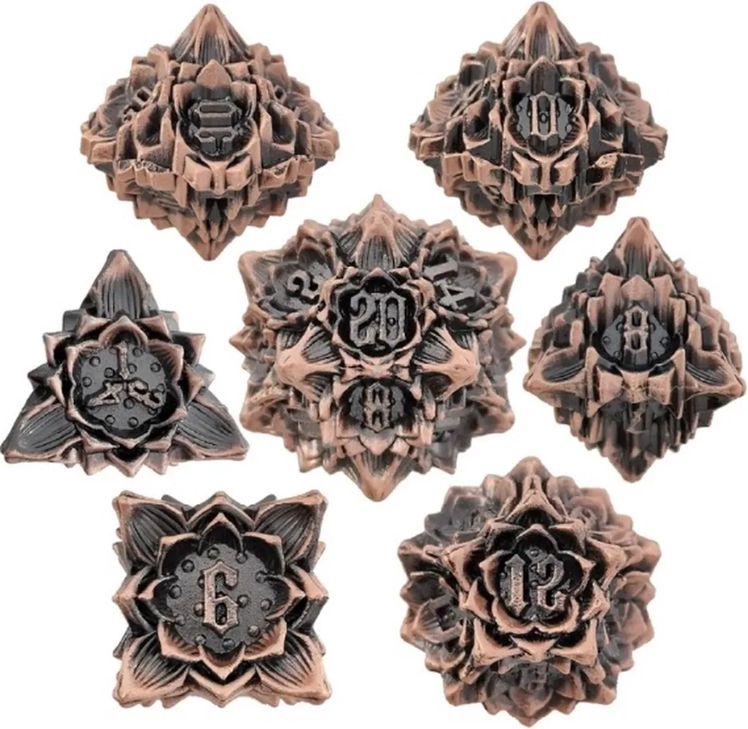 Lapi Toys DnD Polydice Metalen Dobbelstenen - 7 Stuks - Brons