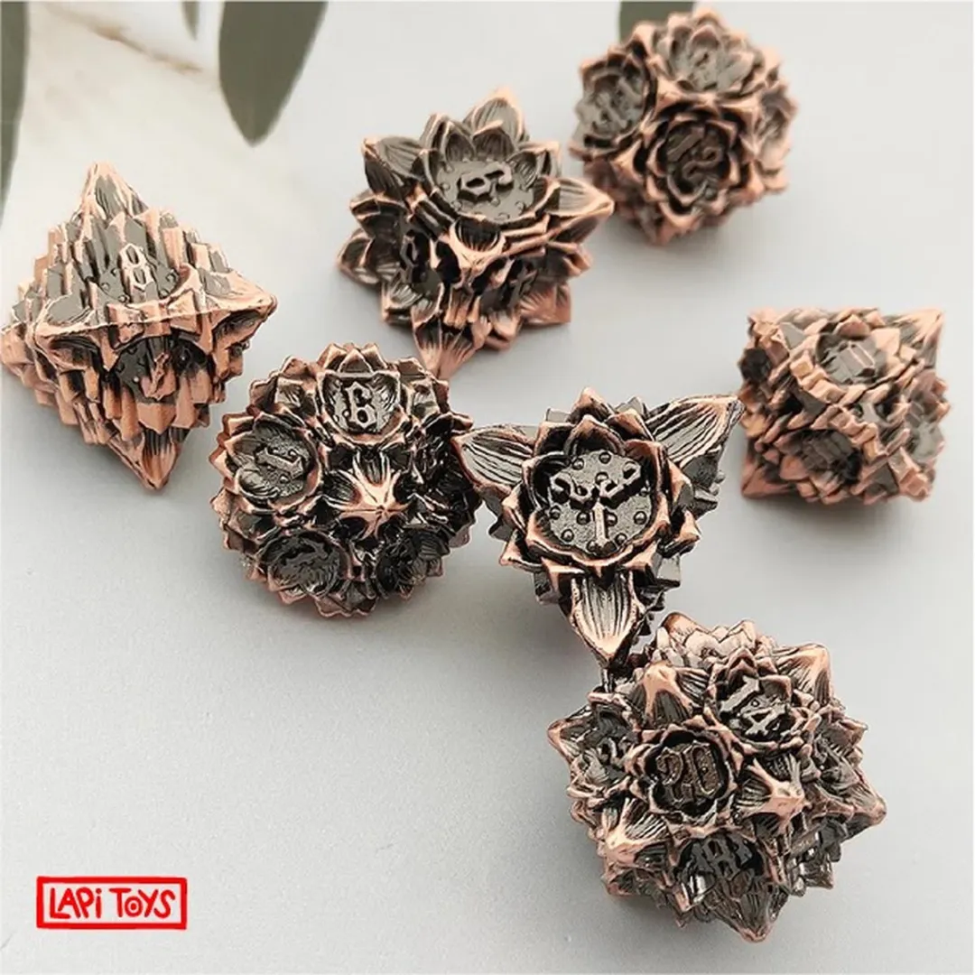 Lapi Toys DnD Polydice Metalen Dobbelstenen - 7 Stuks - Brons