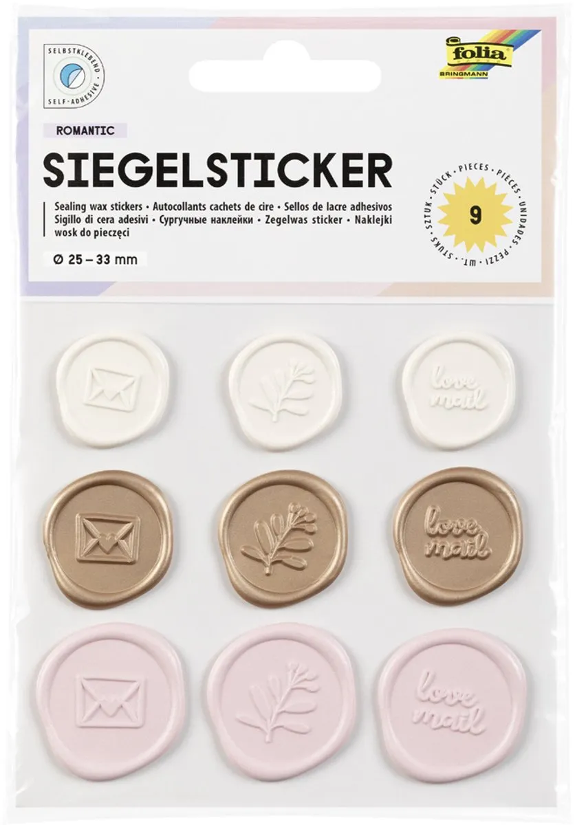 Folia Candy Zegelstickers - 9 Stuks - Geel Roze Mint