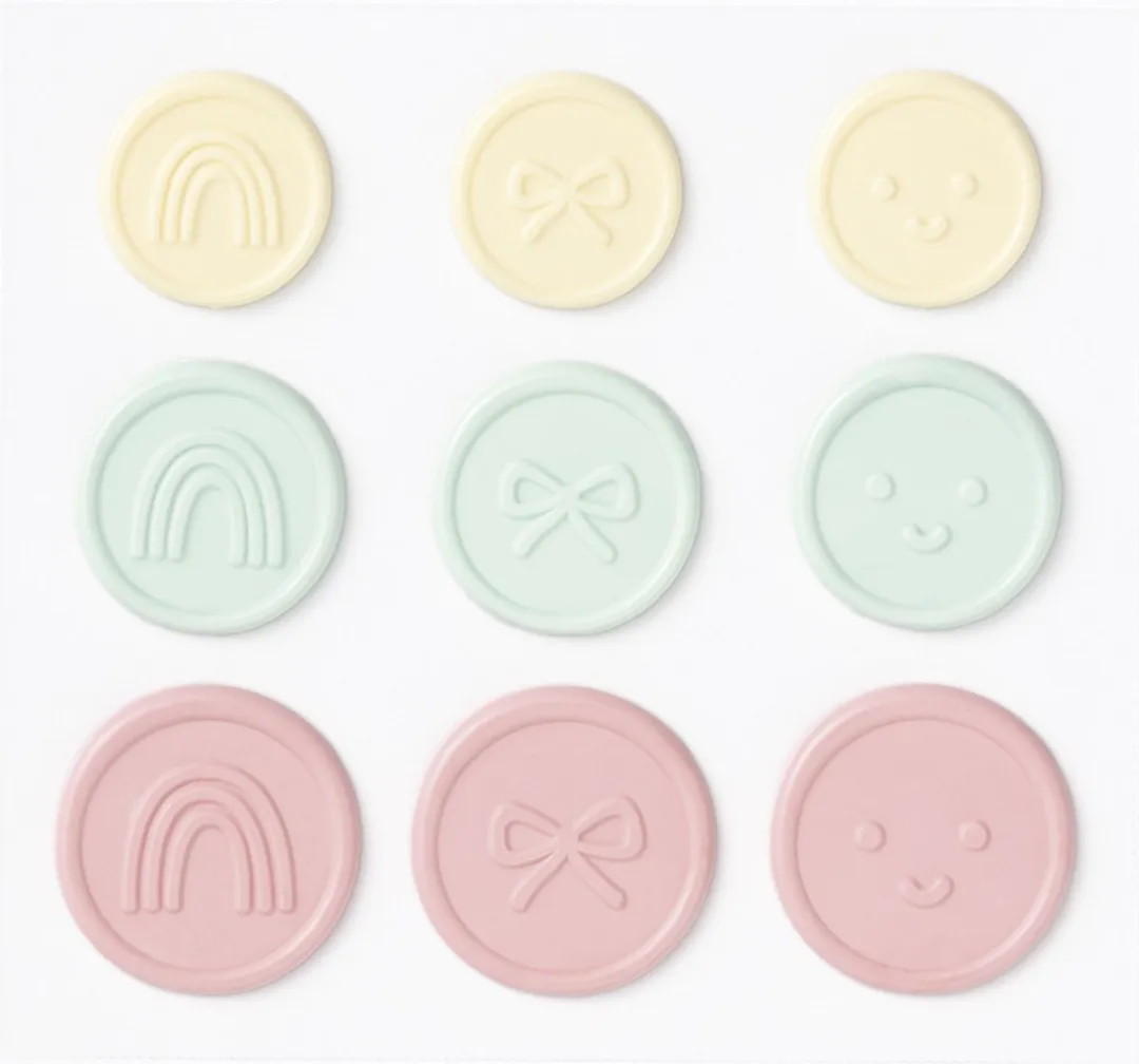 Folia Candy Zegelstickers - 9 Stuks - Geel Roze Mint