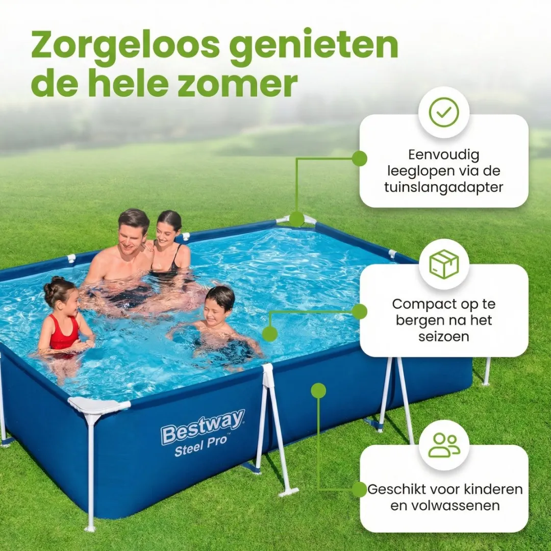 Bestway Steel Pro 56404-Blauw Zwembad 300x201x66cm - Blauw - 7-delig