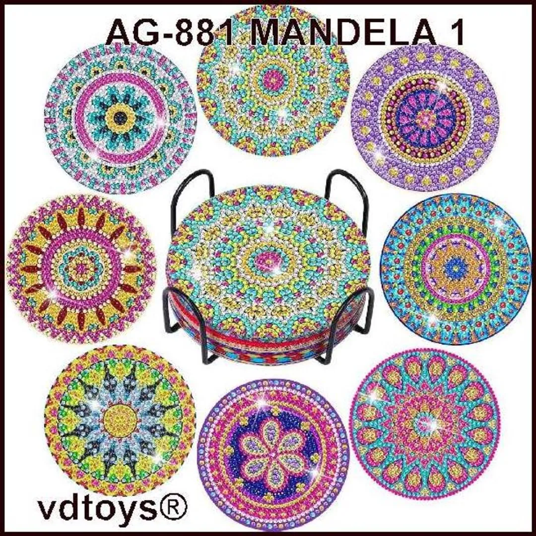 VDTOYS Diamond Painting Mandala Onderzetters Set AG 881 - 8 Stuks
