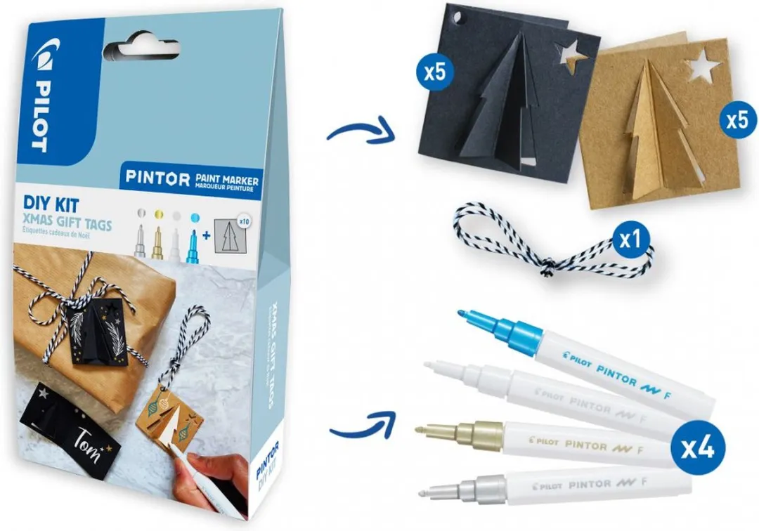 Pilot Pintor DIY Geschenklabels Kerst - Kit 15 Stuks - Fijne punt
