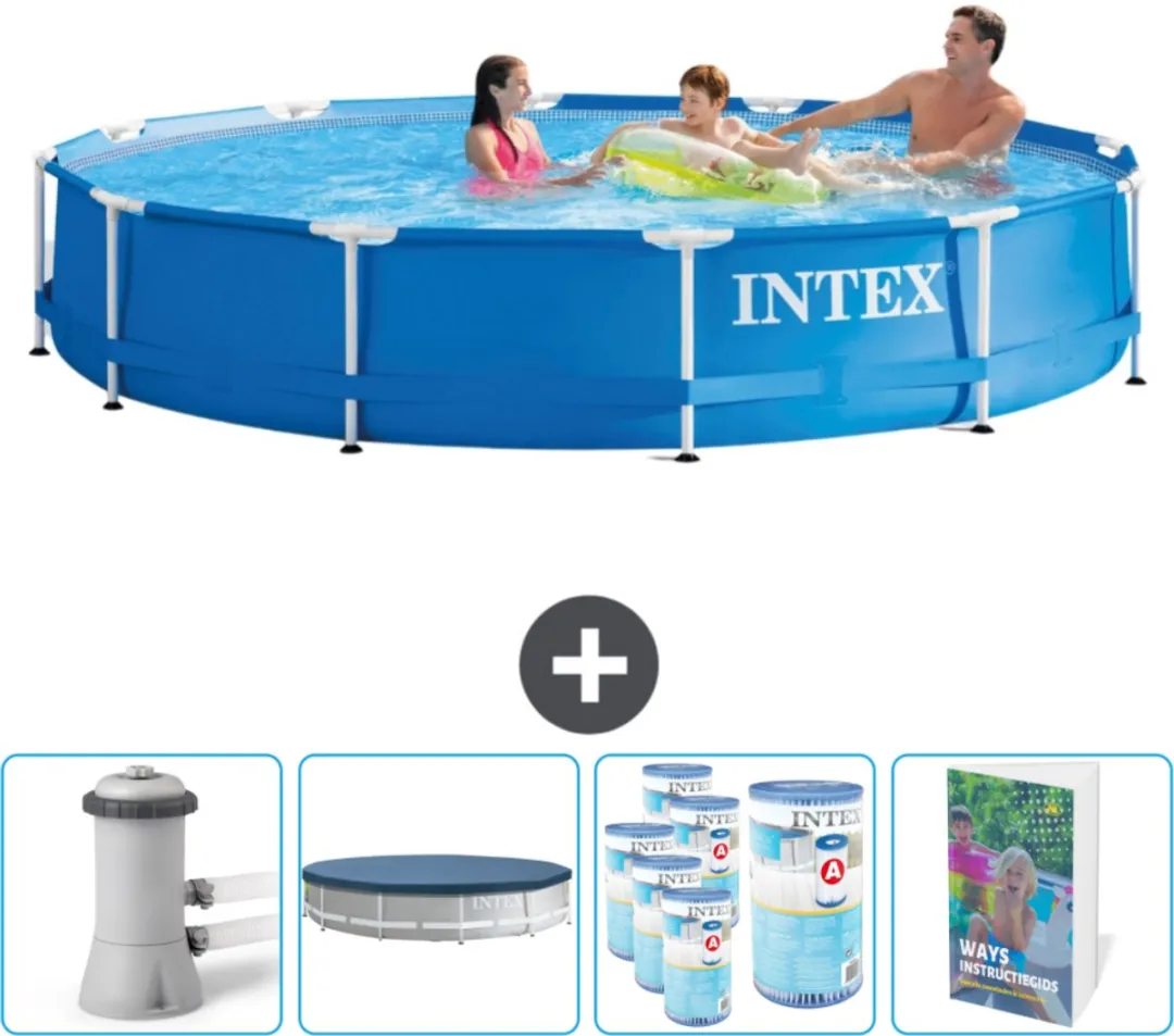 Intex 28210NP-Blauw Rond Frame Zwembad 366x76cm