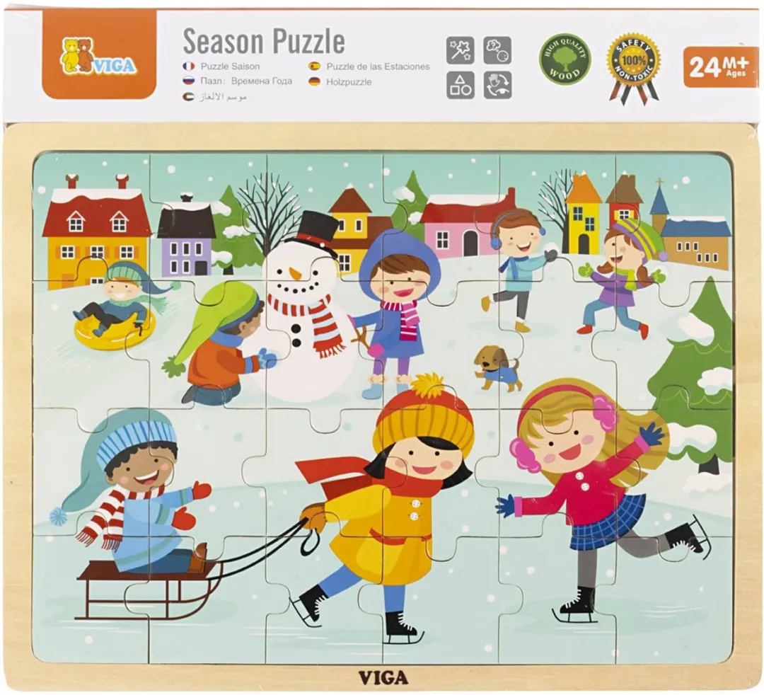 Viga Toys Legpuzzel Four Seasons Winter - 35 Stukjes - Multicolor