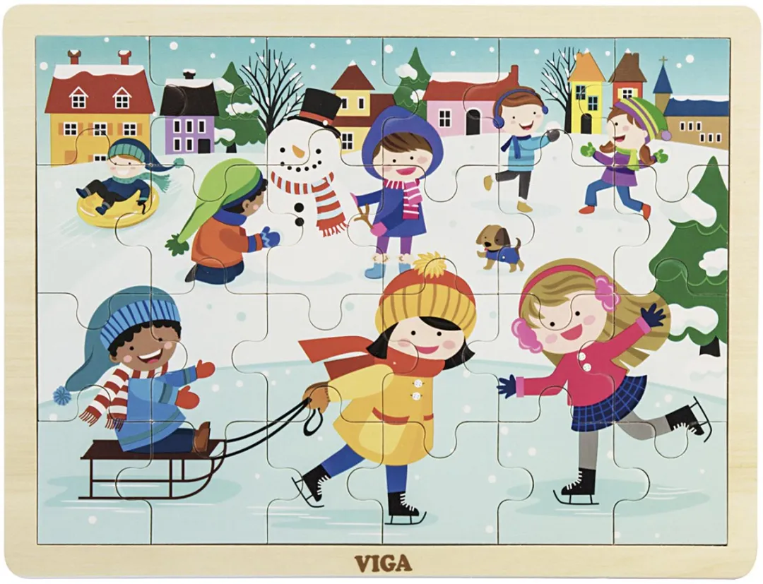 Viga Toys Legpuzzel Four Seasons Winter - 35 Stukjes - Multicolor
