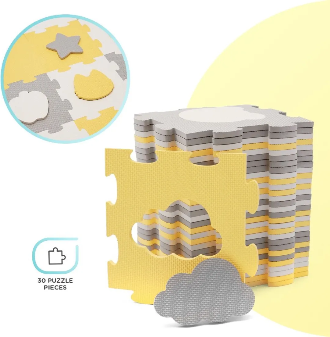 KinderKraft LUNO SHAPES 3D Schuimmat - 185x165cm - 30 Stuks - Zwart