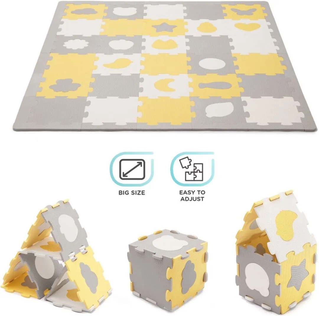 KinderKraft LUNO SHAPES 3D Schuimmat - 185x165cm - 30 Stuks - Zwart