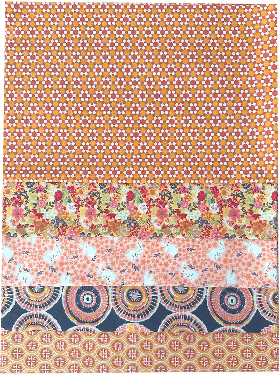 BINK Bedding Quilt Patchwork Lapjesstof Oranje - 5 Stuks 60x40cm