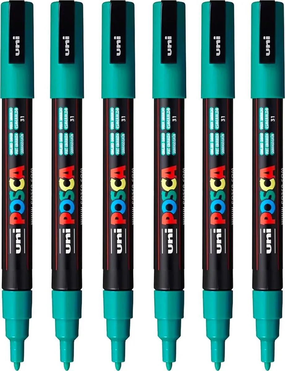 Posca PC-3M Fine Tip Verfstiften - Smaragd Groen - 6 Stuks
