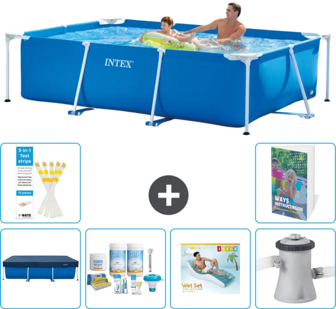 Intex Frame Zwembad 260x160cm Blauw - 2282L - 7-delig - afbeelding 2 van 6