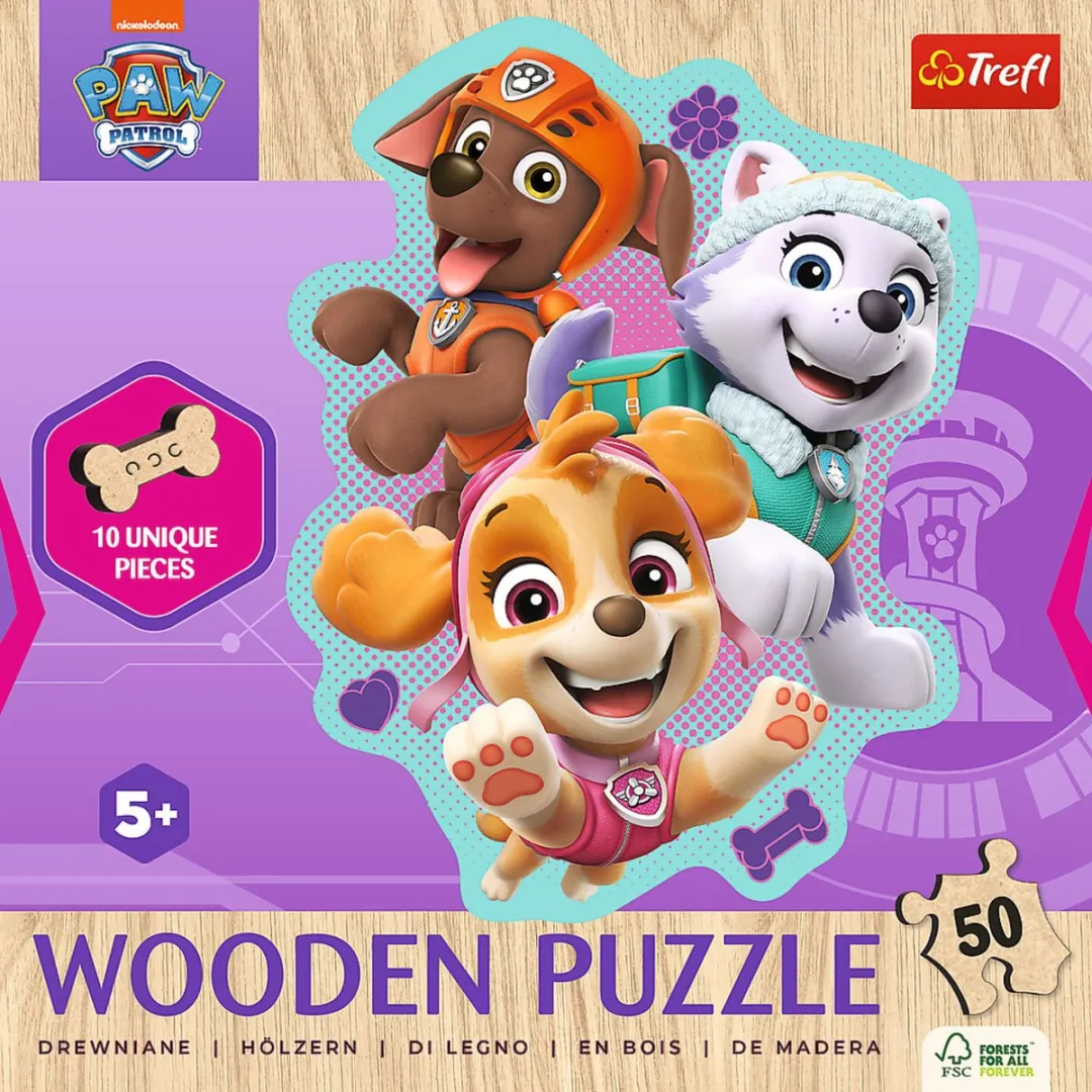 Trefl PAW Patrol Houten Puzzel 50 Stuks - Multicolor