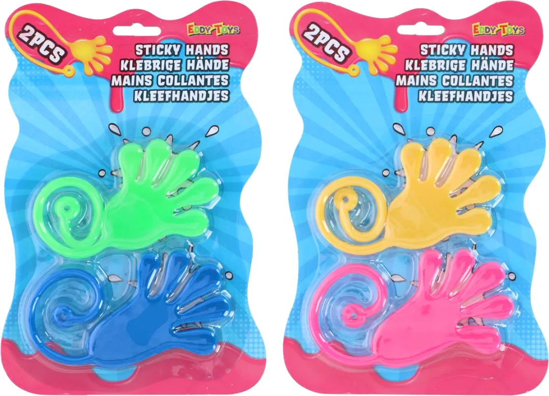 Eddy Toys Sticky Hands Kleefhandjes - 2 Stuks - Assorti Kleuren