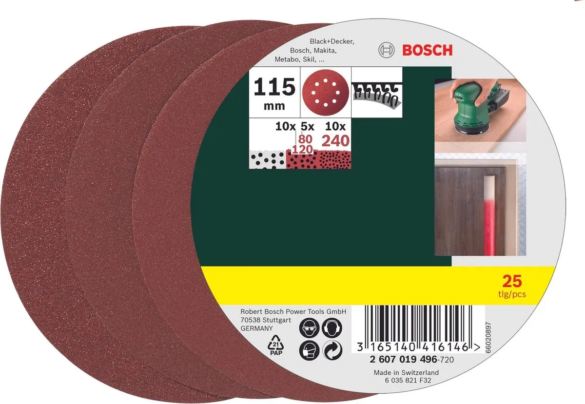 Bosch 25-delige Schuurbladenset 115mm