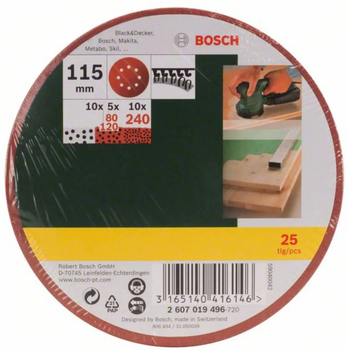 Bosch 25-delige Schuurbladenset 115mm - Korrel 80/120/240
