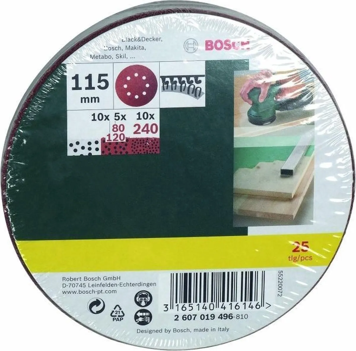 Bosch 25-delige Schuurbladenset 115mm - Korrel 80/120/240