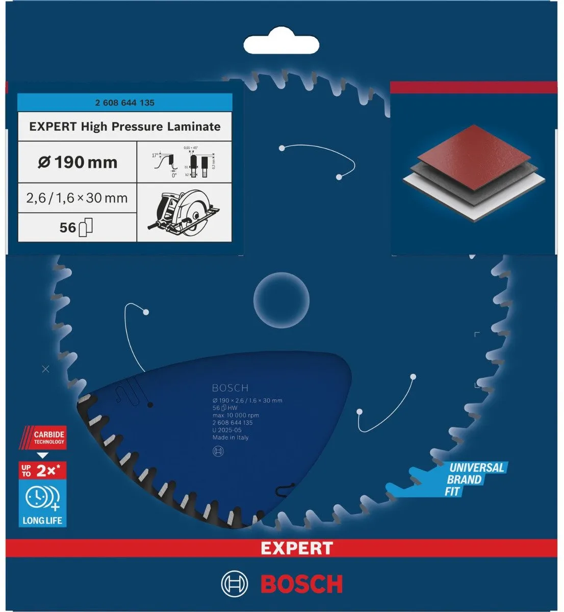 Bosch Cirkelzaagblad Expert Laminate panel spaanplaat 190x30 - 56 tanden
