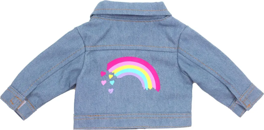 Sophia's by Teamson Kids Poppen Spijkerjasje Blauw/Regenboog - XS