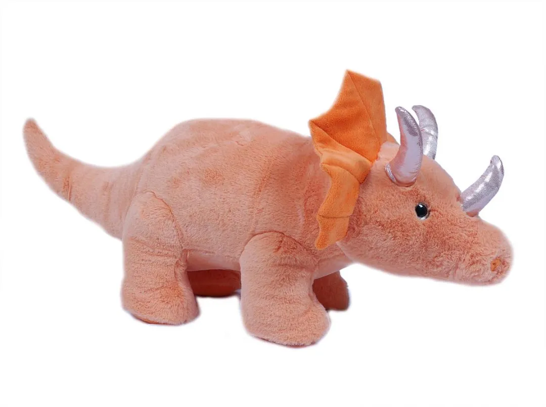 PIA Soft Toys Triceratops Knuffels - 2 Stuks 67cm - Oranje/ Groen