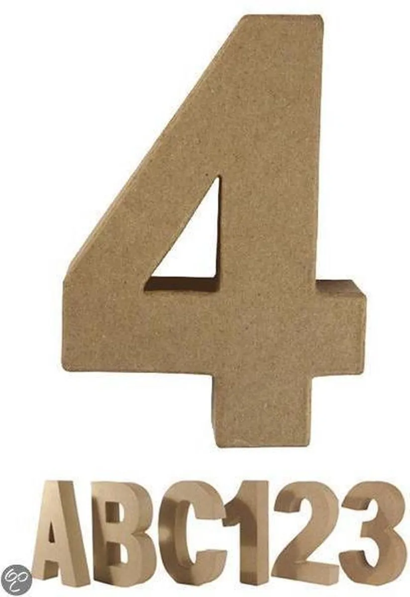 Rayher Hobby Papier-maché Cijfer 4 - 15x9x3cm - Beige