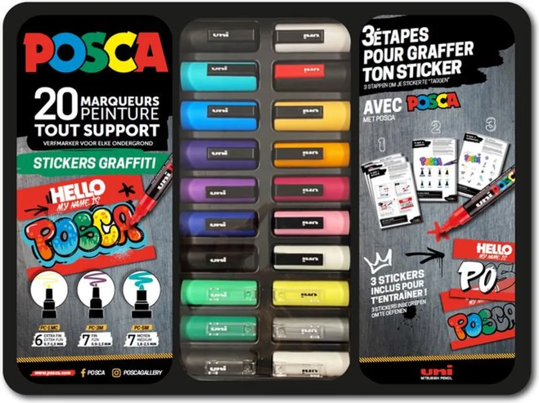 Posca PC-Metal/20 Graffiti Marker Set - 20 Stuks - Multicolor
