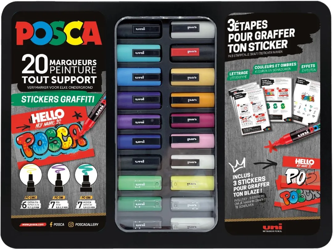 Posca PC-Metal/20 Graffiti Marker Set - 20 Stuks - Multicolor
