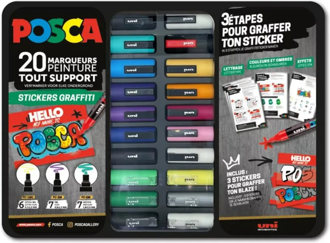 Posca PC-Metal/20 Graffiti Marker Set - 20 Stuks - Multicolor