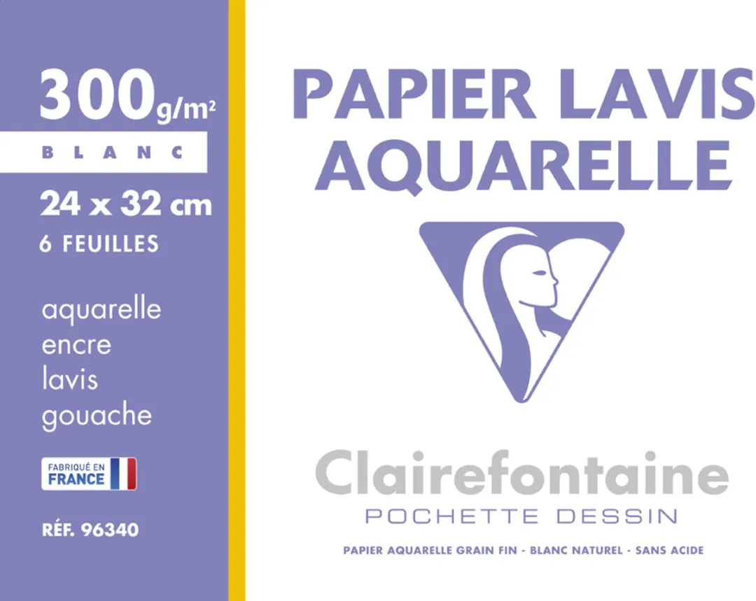 Clairefontaine Aquarelpapier 240x320mm - 6 Stuks Wit