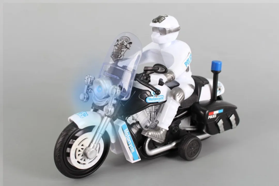 698 Jian Sheng Politiemotor met Sirene en Zwaailicht 9967-1A - Wit/Zwart