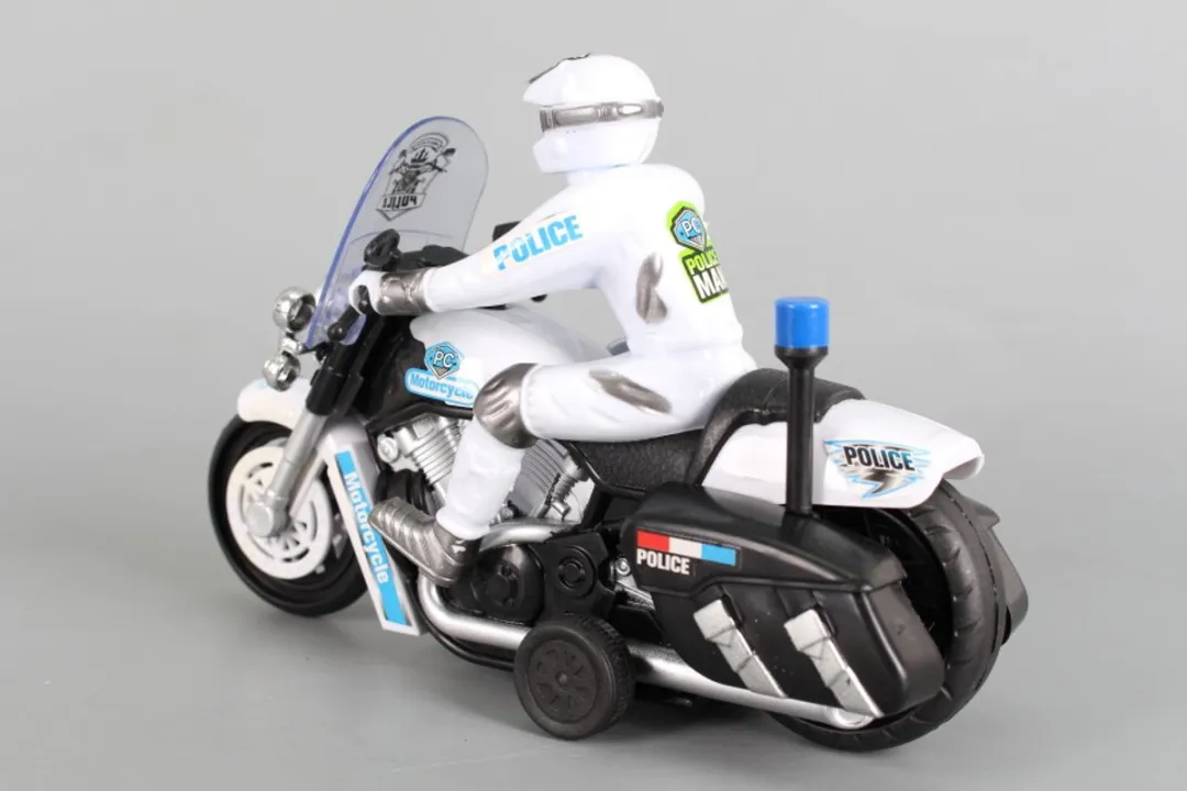 698 Jian Sheng Politiemotor met Sirene en Zwaailicht 9967-1A - Wit/Zwart