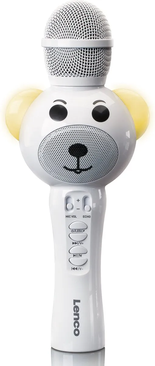 Lenco BMC-060WH Karaoke Microfoon - Bluetooth/Wit