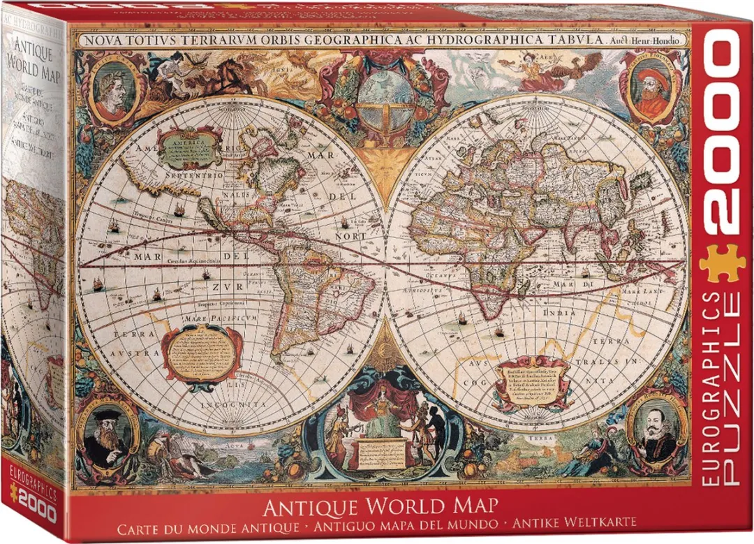 Eurographics Antieke Wereldkaart Hondio Henricus Legpuzzel 2000 Stuks