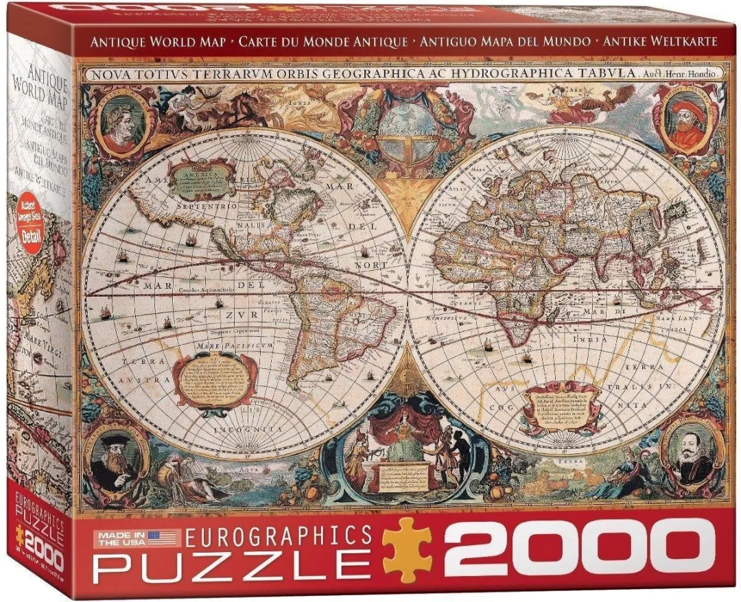 Eurographics Antieke Wereldkaart Hondio Henricus Legpuzzel 2000 Stuks - eu8220-1997