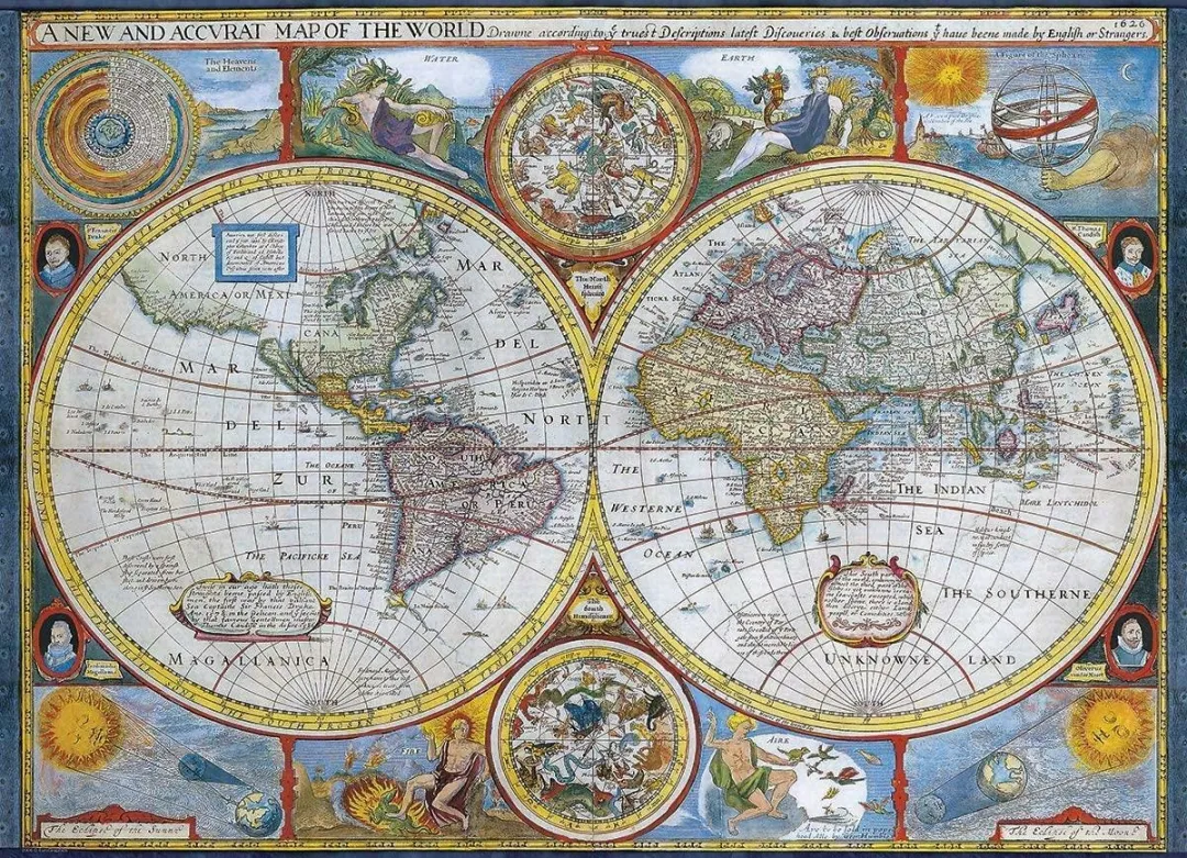 Eurographics Antieke Wereldkaart Hondio Henricus Legpuzzel 2000 Stuks - eu8220-1997