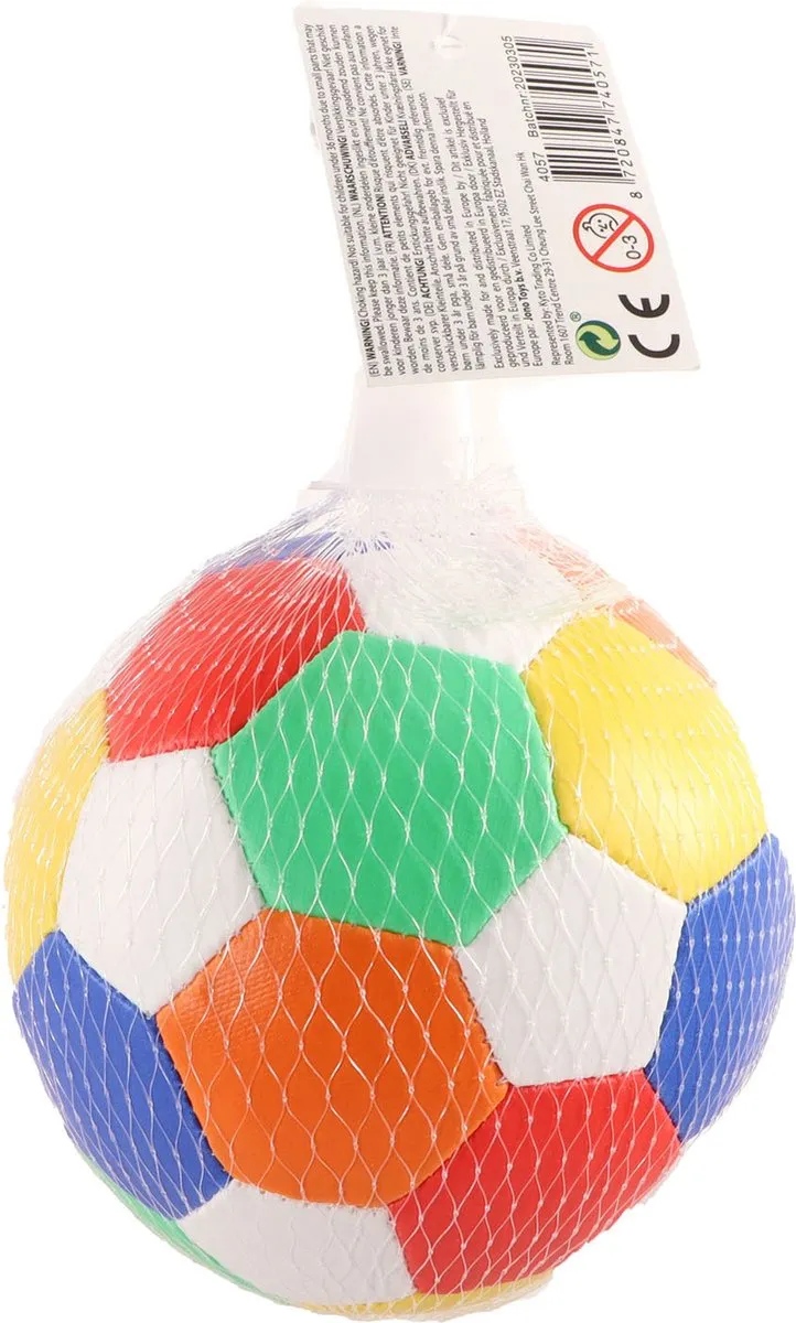 Jono Toys Zachte Voetbal 10cm - Blauw/Geel/ Groen/ Oranje/ Rood/ Wit
