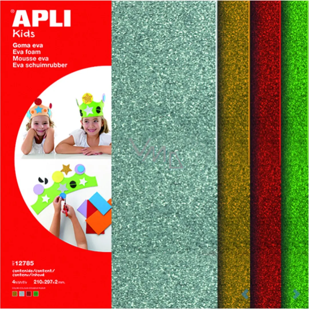 Apli Kids Schuimrubber Glitter Assortiment A4 - 4 Bladen Multicolor